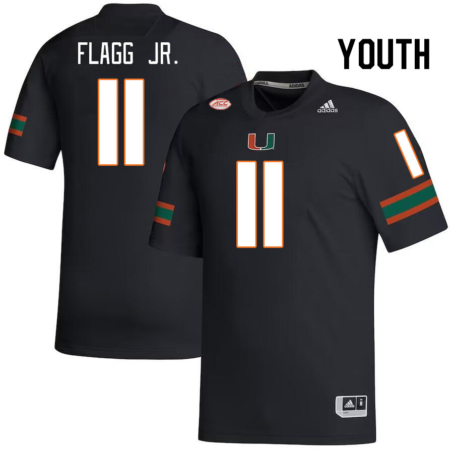 Youth #11 Corey Flagg Jr. Miami Hurricanes College Football Jerseys Stitched-Black